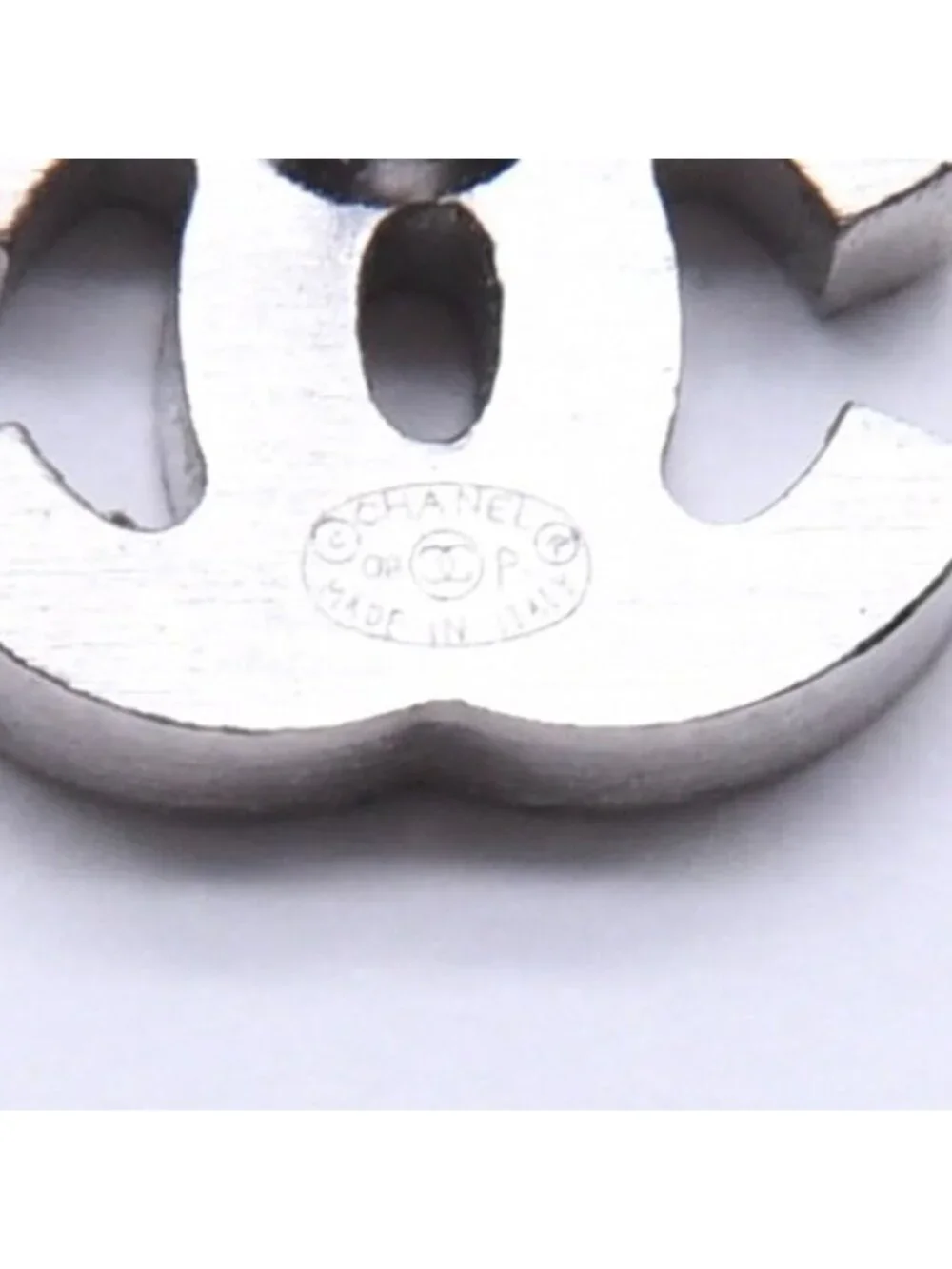 Chanel Earrings CC Logo Rhinestone Silver 03